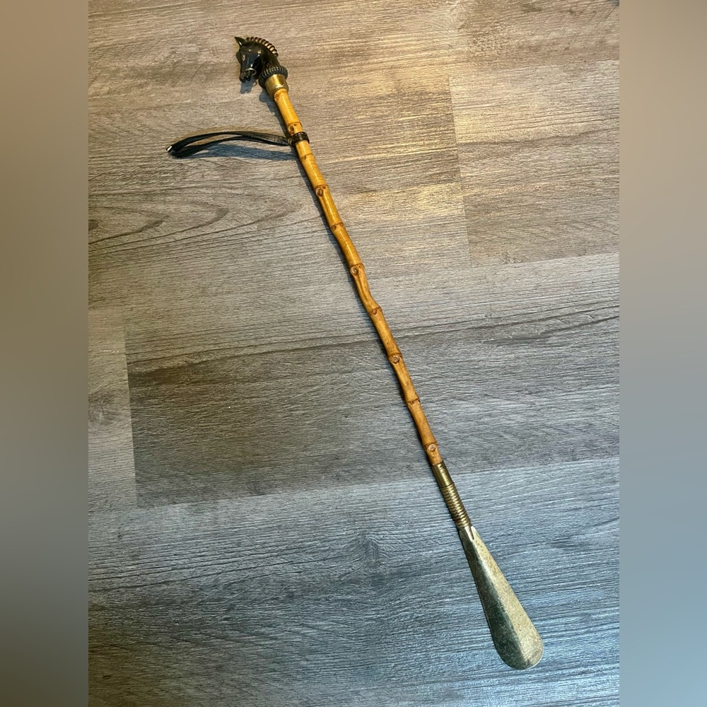 Vintage, Bamboo and Metal Shoe Horn